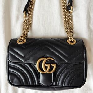 Gucci Marmont Black Matelasse Small Shoulder Bag